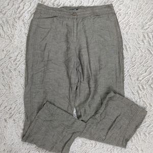 NIC + ZOE Brown Linen Straight Leg Pants